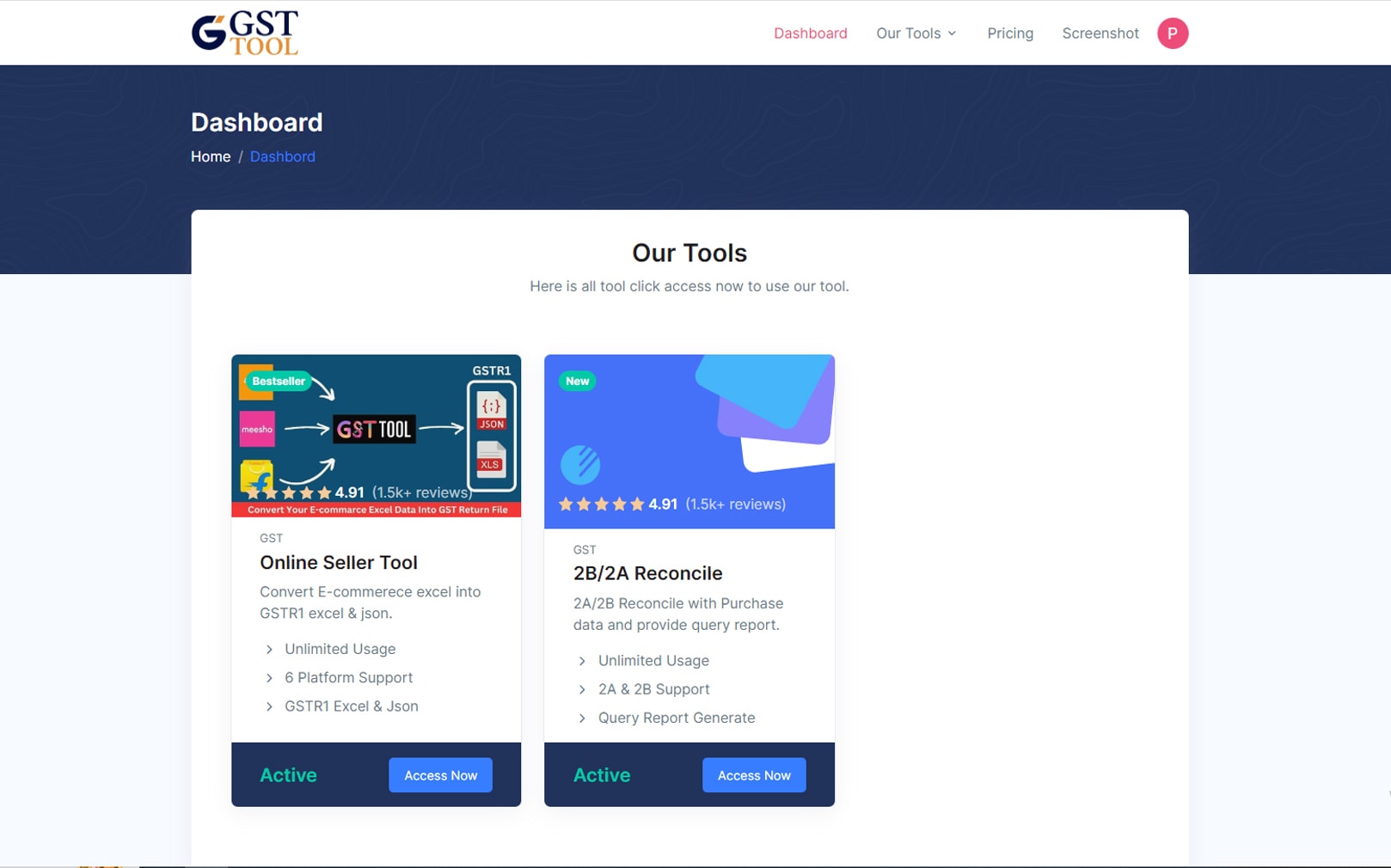 gst tool dashboard