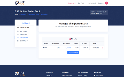 online seller manage data